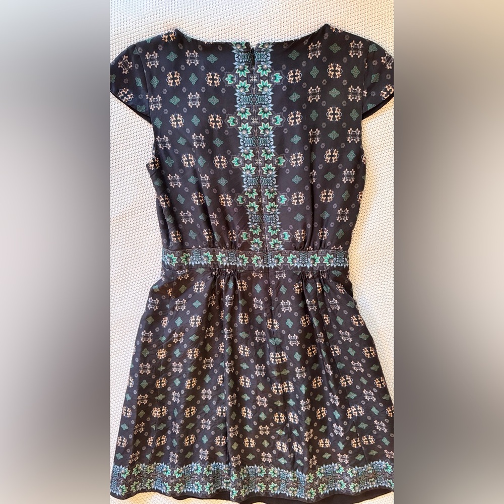 J. CREW 100% Silk Cap Sleeve Black Floral Midi Dress - Picture 10 of 16